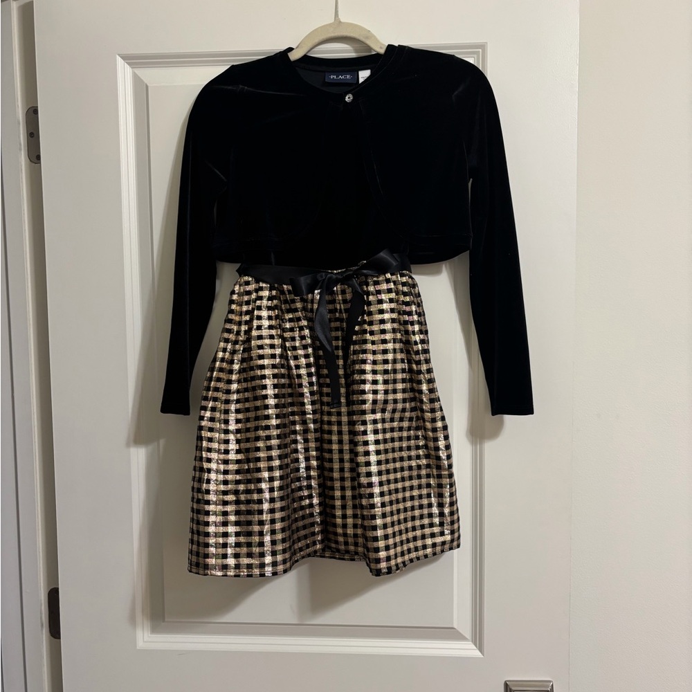 The Children's Place Elegant Black Velvet Cardigan and Dress